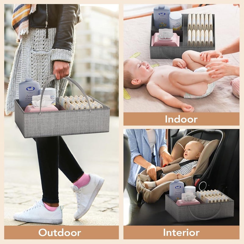 BBLIKE 3-Tier Diaper Caddy Organizer - Rolling Utility Baby Cart with Basket and Side Pockets for Nursery and Baby Essentials, Multi-Function Cart for Bedroom and Bathroom,Gray - Image 5